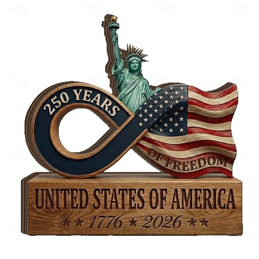 250 aniversario EE.UU. Regalo Decoración de mesa Letrero de bloque de madera Innovador Gracioso Patriótico Adulto Unisexo Día de la Independencia 4 de julio Festival Disfrazarse 2026 - $15.49 –P1