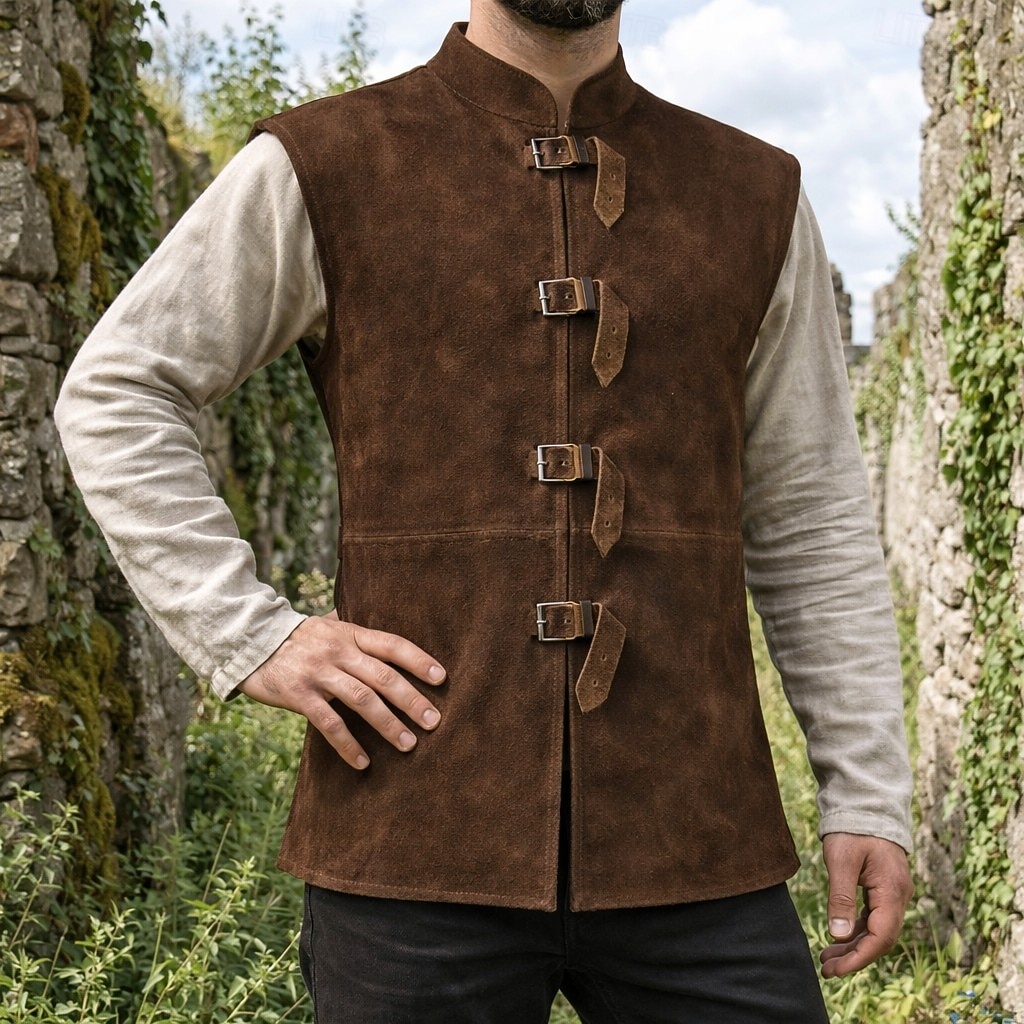 Mittelalterlich Renaissance Weste Ritter Wikinger Barbar Einfarbig Kostüm Herren Vikinger Seeräuber Halloween Karneval Leistung LARP Renaissance-Messe Erwachsene Weste 2026 - $29.99 –P2