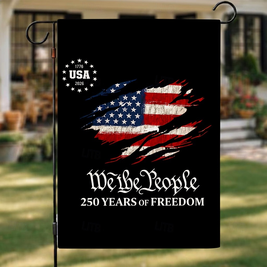 2 kpl 250-vuotisjuhlavuotta esittelevä Yhdysvaltain lippu, kaksipuolinen, ulkokäyttöön tarkoitettu isänmaallinen puutarhalippu Vapaudenpatsaalla, 4. heinäkuuta -koristeet Yhdysvaltain 250-vuotisjuhlaan, USA 250 -aiheiset tuotteet, muisto 1776-2026 2026 - $11.49 –P6