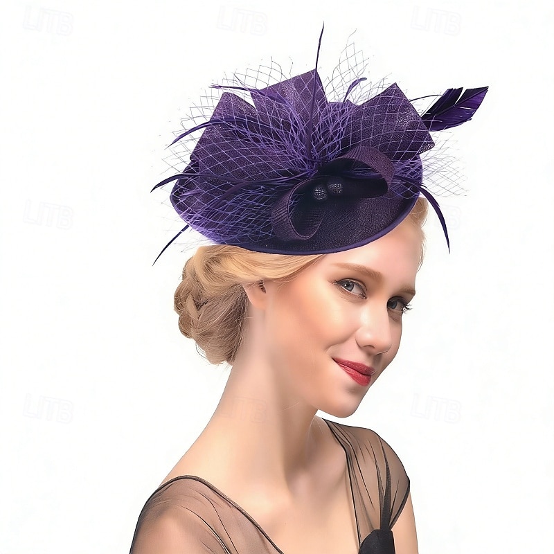 Fascinator Lino Matrimonio Compleanno Vintage Carino Retrò Con Piuma Copricapo Copricapo del 2026 a $17.49 –P11