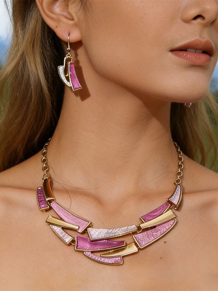 női bohém ötvözetből készült nyaklánc és fülbevaló szett, többszínű, stílusos és elegáns dizájn, ideális mindennapi használatra, nyaraláshoz és utazáshoz 2026 - $14.99 –P1