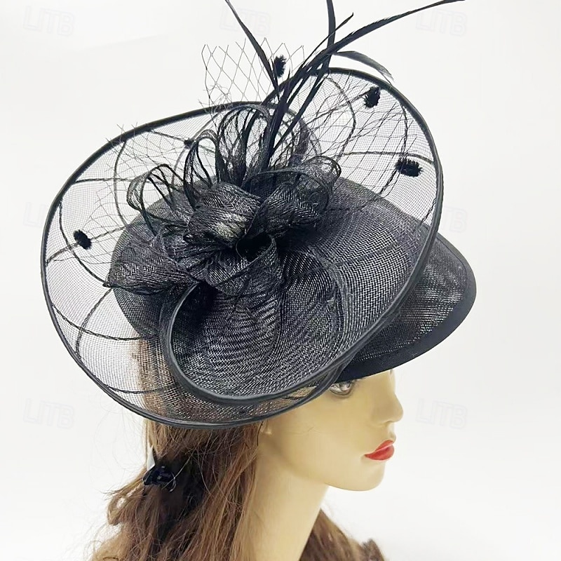 fascinators Sinamay Bryllup Bursdag Elegant Årgang søt stil Med Perledetaljer Tyll Hodeplagg Hodeplagg 2026 - $22.99 –P6