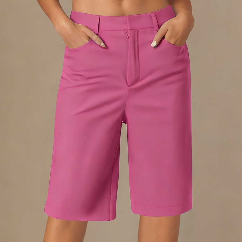 Dames korte broek Korte broek Zomer korte broeken Vintage Modieus Casual / Dagelijks Knielengte Lage Taille Effen Kleur Effen Zak Recht been Comfort Lichtgewicht Zacht Inelastisch Streetwear Kantoor 2026 - $24.99 –P6
