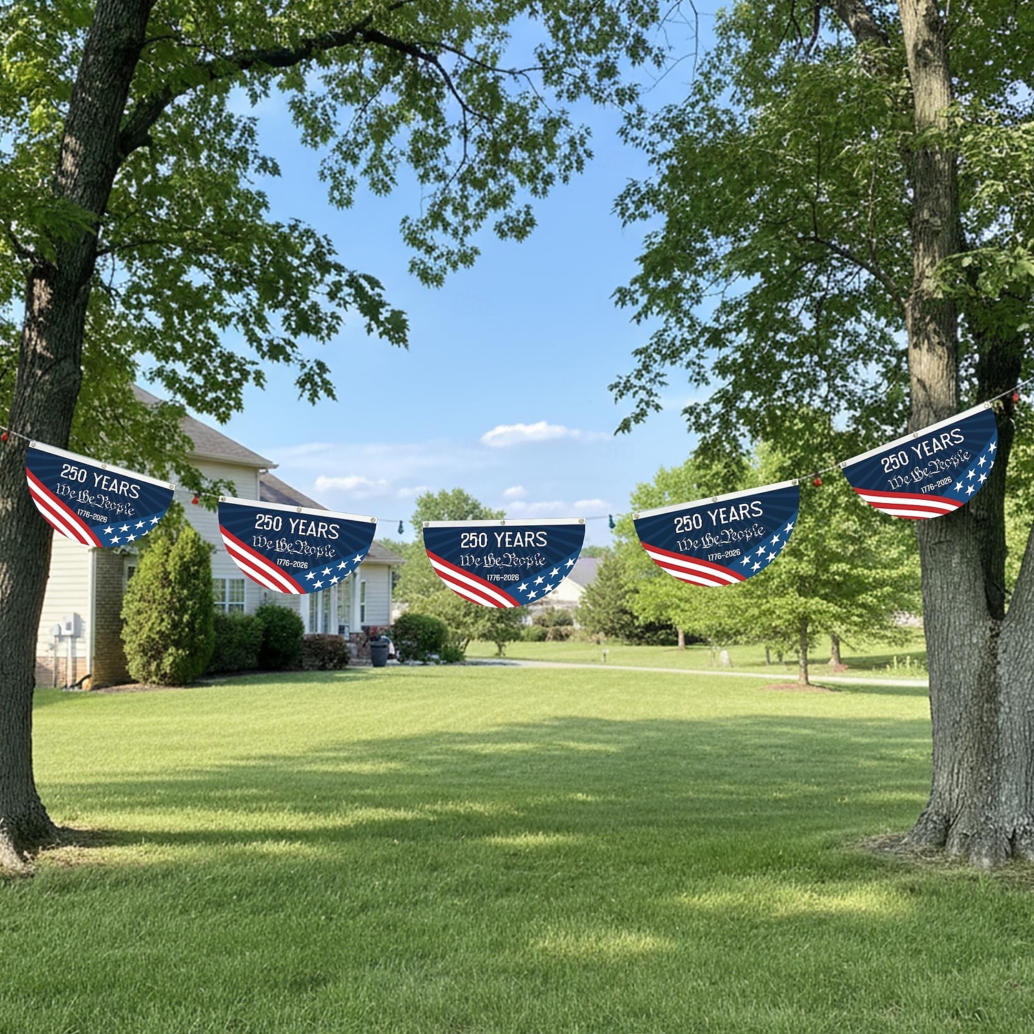2KS Vlajka k 250. výročí USA 1,5x3 FT 1776-2026 Fan vlajky prapor vlastenecké hvězdy zahradní značení dekorace na venkovní použití přední dveře veranda uvítací pozadí s mosaznými očky 2026 - $18.99 –P7