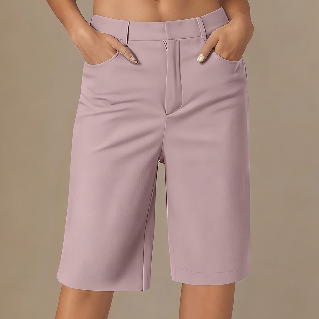 Dames korte broek Korte broek Zomer korte broeken Vintage Modieus Casual / Dagelijks Knielengte Lage Taille Effen Kleur Effen Zak Recht been Comfort Lichtgewicht Zacht Inelastisch Streetwear Kantoor 2026 - $24.99 –P5