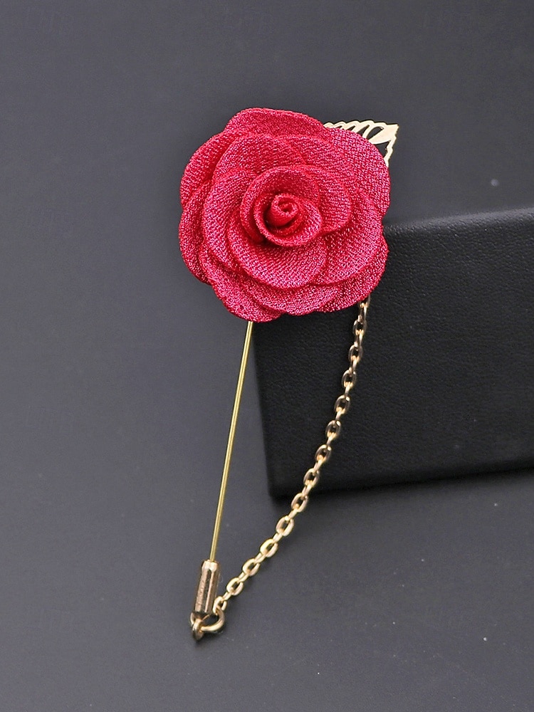 Pin de solapa con flor de poliéster elegante para hombre: múltiples opciones de color, elegante y moderno, perfecto para bodas y fiestas. 2026 - $7.99 –P8