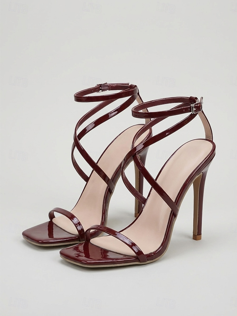 sandali da donna con tacco alto e cinturino color bordeaux - eleganti tacchi a spillo per cocktail party, eventi serali &vita notturna del 2026 a $46.99 –P2