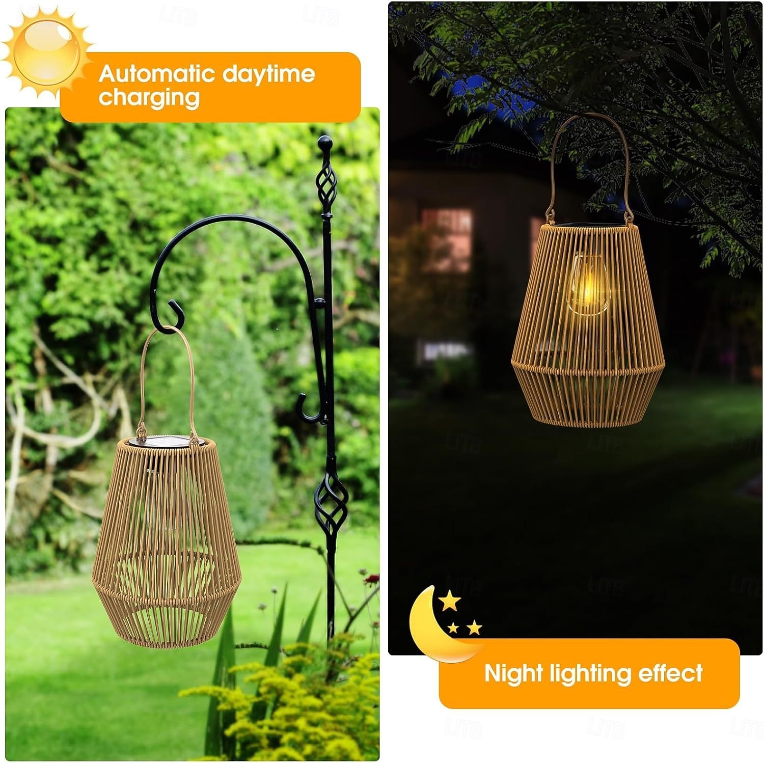 Solar Lanterns Outdoor Waterproof, Hanging Rattan Wicker Lights, Decorative Boho Lights for Garden, Yard, Patio, Porch, Pathway Decor,1 Pack 2026 - $32.99 –P3