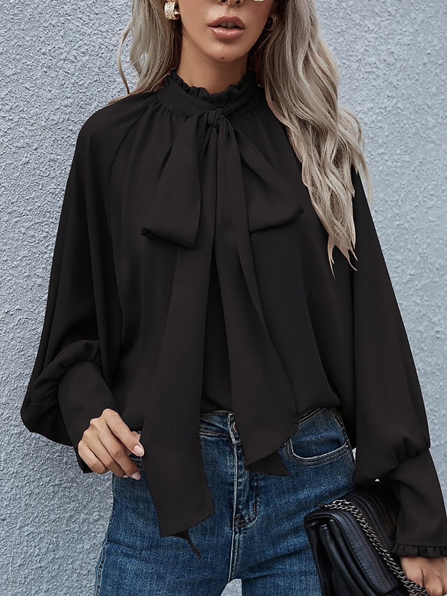 Γυναικεία Πουκάμισο Μπλούζα Μπλούζες σιφόν Σουρωτά Κουρελού Σκέτο Κομψό Διακοπές Στυλάτο Μακρυμάνικο Ζιβάγκο Κανονικά μπλουζάκια Καθημερινά Γραφείο Αργίες Θαλασσί Μαύρο Ανθισμένο Ροζ Κρασί Πορτοκαλί 2026 - $36.99 –P1