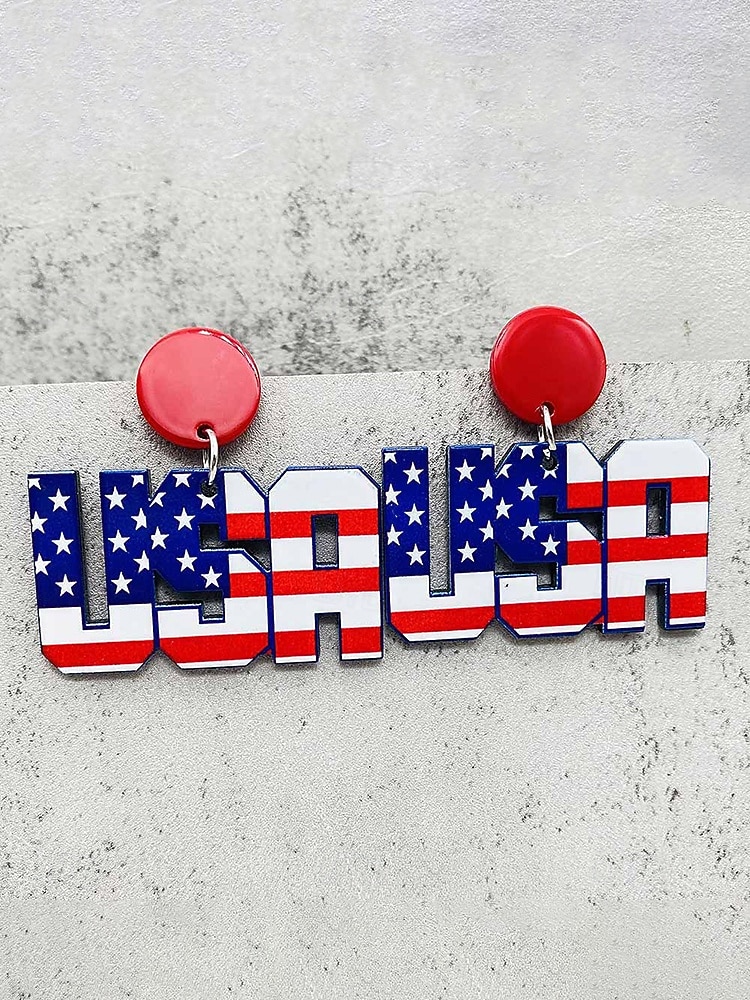 Women's Acrylic Patriotic Dangle Earrings, Multi-Style Sunflower, Star and Heart American Flag Earrings for USA 250th Anniversary, Independence Day, Casual Wear, Travel and Vacation Styling 2026 - $7.99 –P11