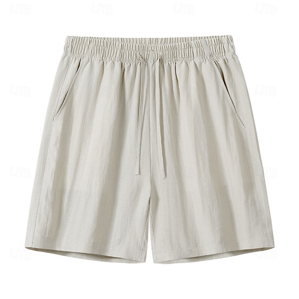 Men's Shorts Summer Shorts Tencel Linen Shorts Beach Shorts Drawstring Elastic Waist Plain Comfort Soft Short Daily Outdoor Beach Fashion Casual Black White Inelastic 2026 - $25.99 –P1