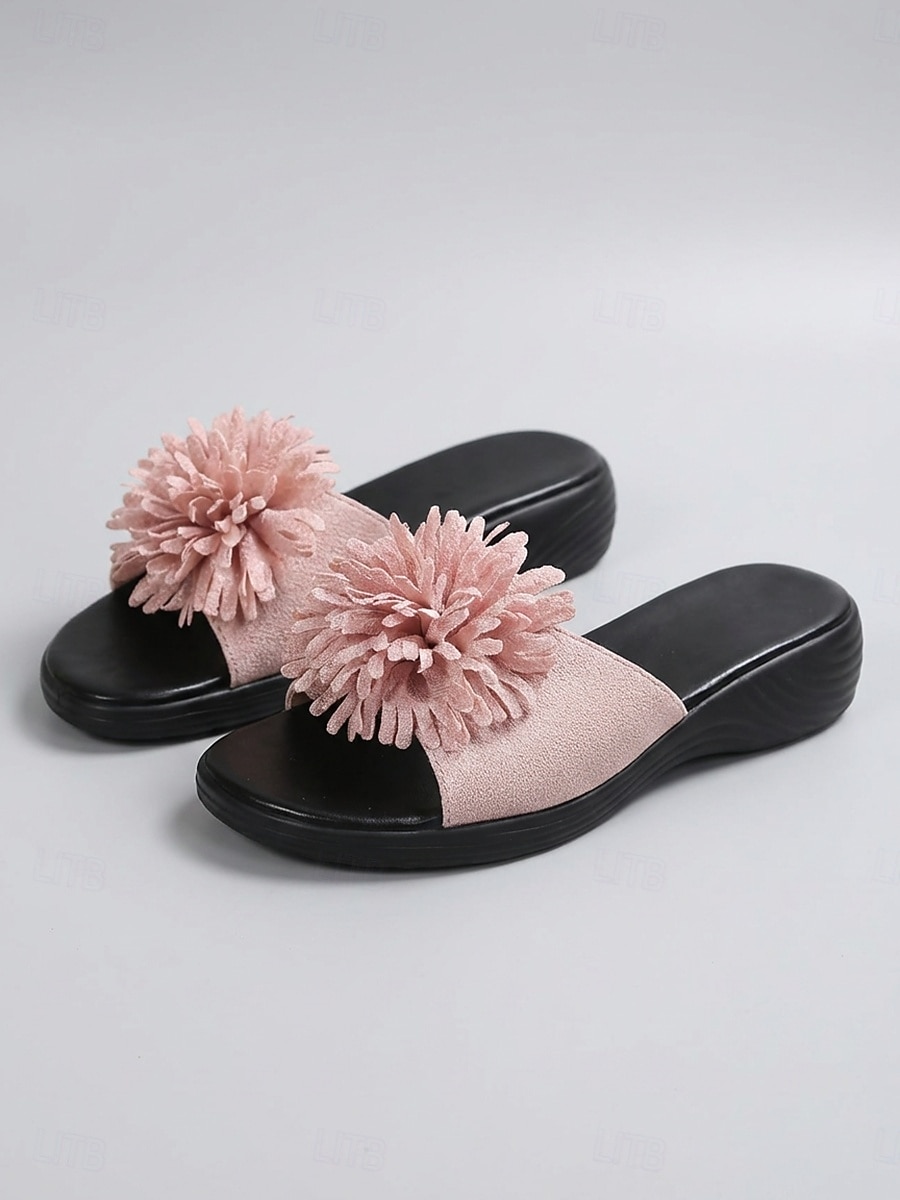 Sandale galbene plate pentru femei – sandale cu imprimeu floral pentru ieșiri casual, petreceri în grădină și vacanțe de vară 2026 - $24.99 –P1