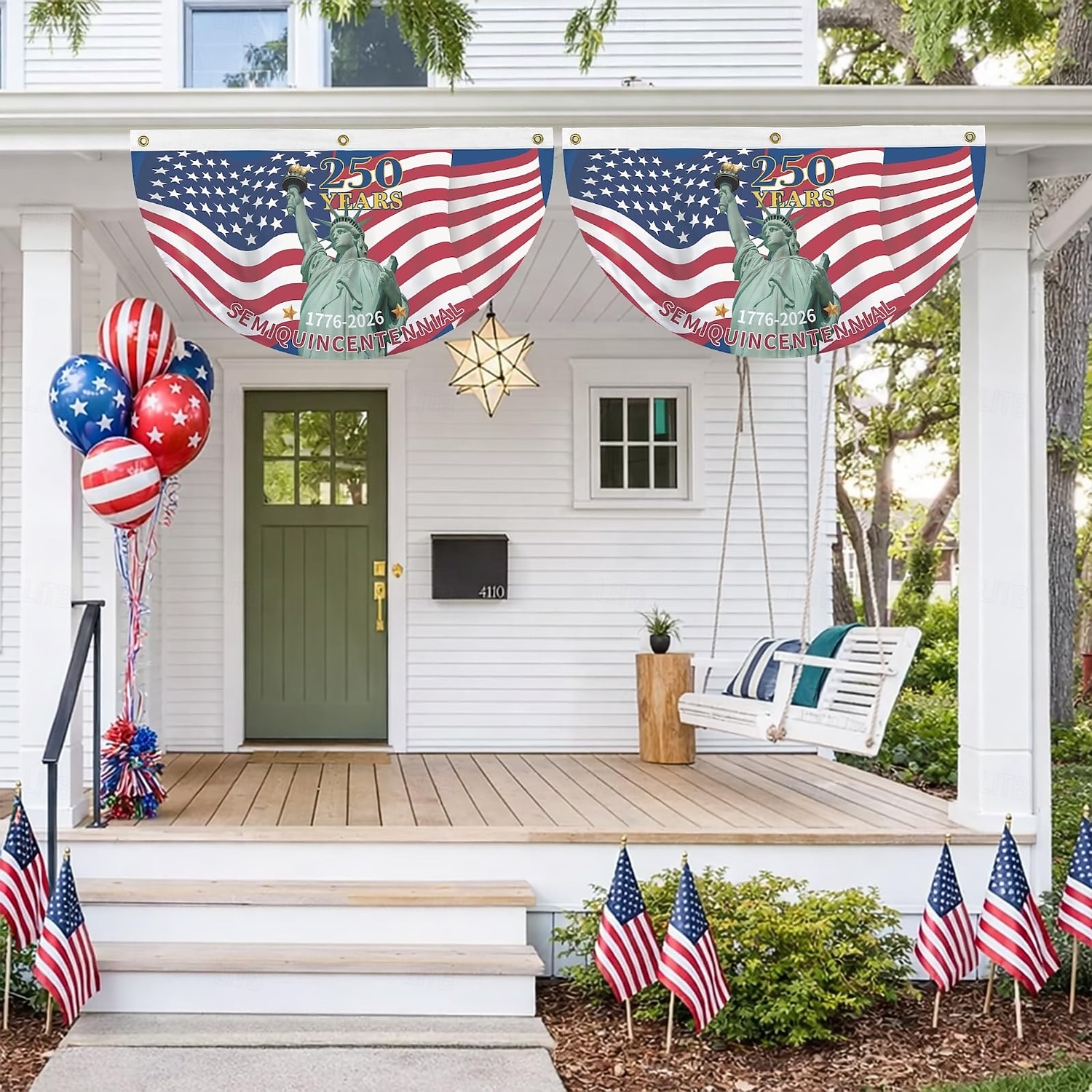 2KS Vlajka k 250. výročí USA 1,5x3 FT 1776-2026 Fan vlajky prapor vlastenecké hvězdy zahradní značení dekorace na venkovní použití přední dveře veranda uvítací pozadí s mosaznými očky 2026 - $18.99 –P6