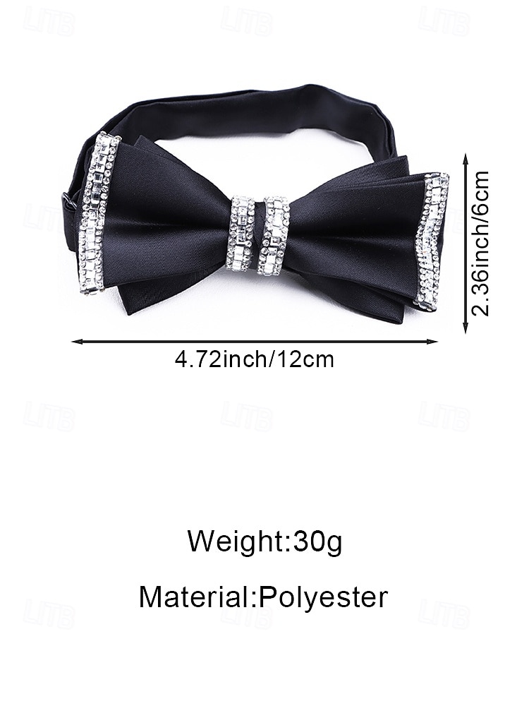 Herenstropdas van polyester – verkrijgbaar in meerdere kleuren, versierd met strass-steentjes, verstelbare maat, perfect voor bruiloften en feesten. 2026 - $14.99 –P9
