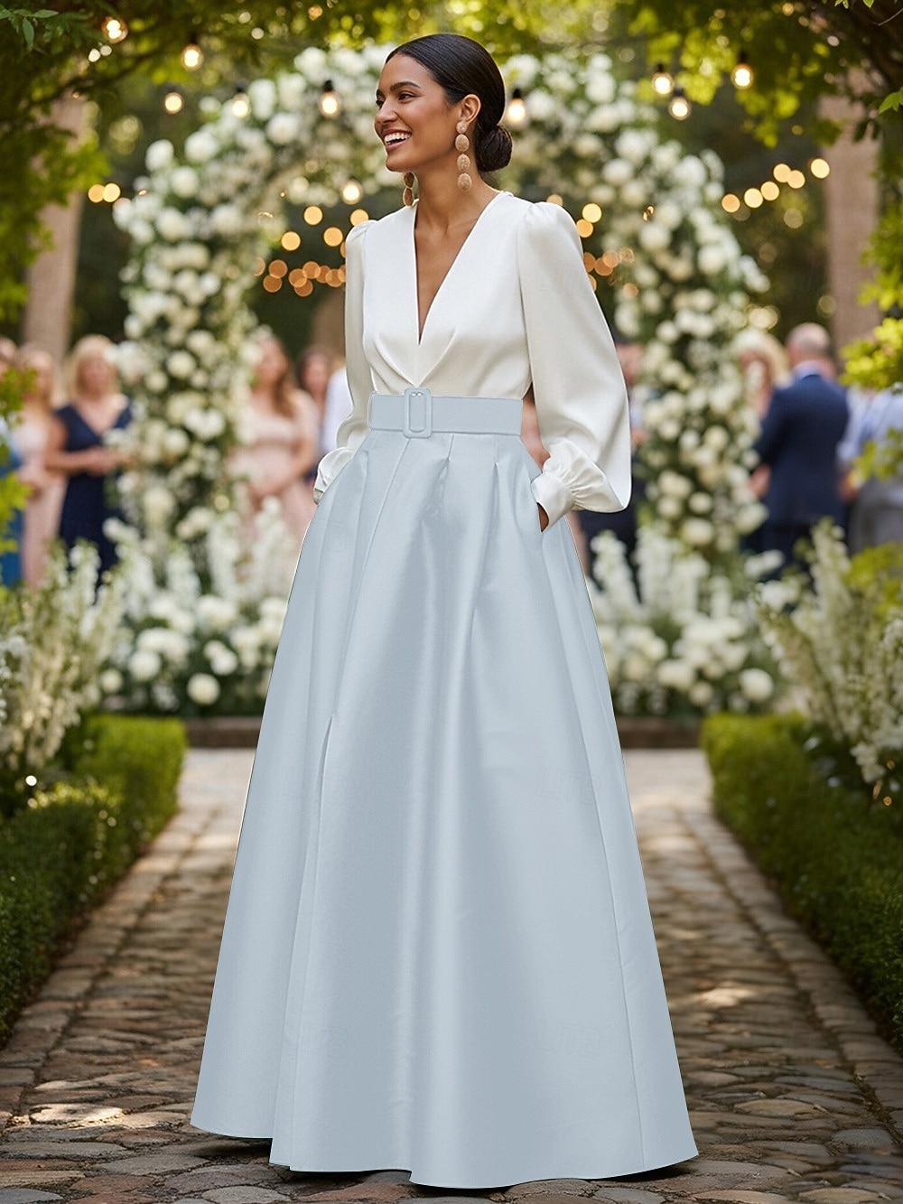 A-Line Floor Length Wedding Guest Dress Formal Dresses Evening Gown Mother  of the Bride Dress