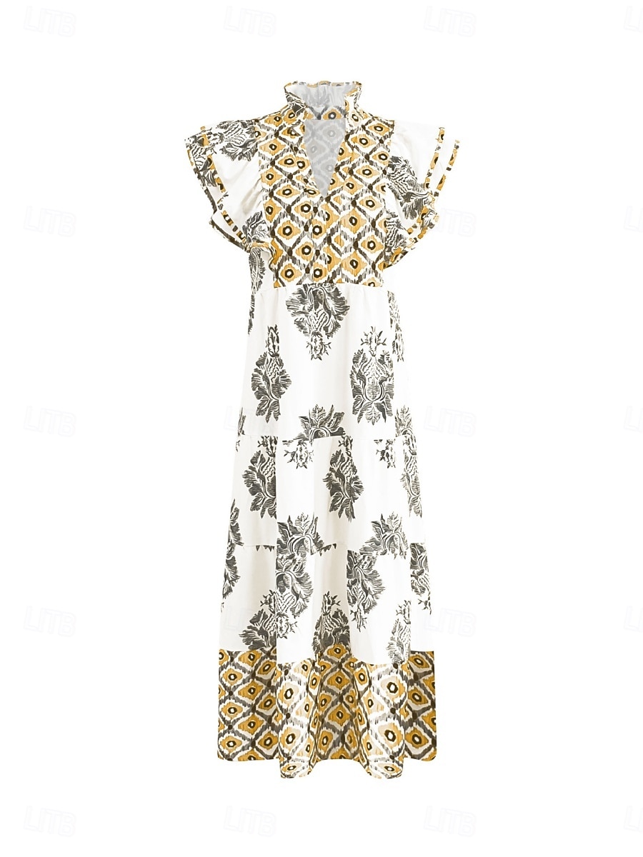 Femmes Robe Midi Robe bohème Robe Vintage Robe Décontractée Robe Fleurie Élégant Mode Moderne Extérieur Vacances Sortir Coupe régulière Fleuri Manche Courte Col en V Bleu Jaune Rouge Été Printemps de 2026 ? $37.99 –P10