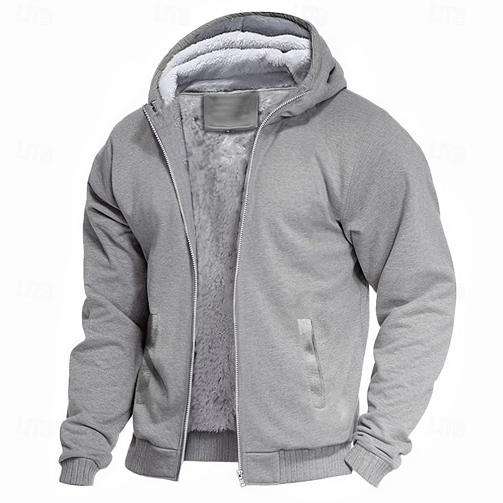 Per uomo Felpa con cappuccio e zip Felpa con cappuccio in pile Felpe spesse Blu navy + grigio chiaro Grigio scuro + nero Nero Rosso Blu marino Con cappuccio Liscio Ufficio Sportivo Informale del 2026 a $41.99 –P10