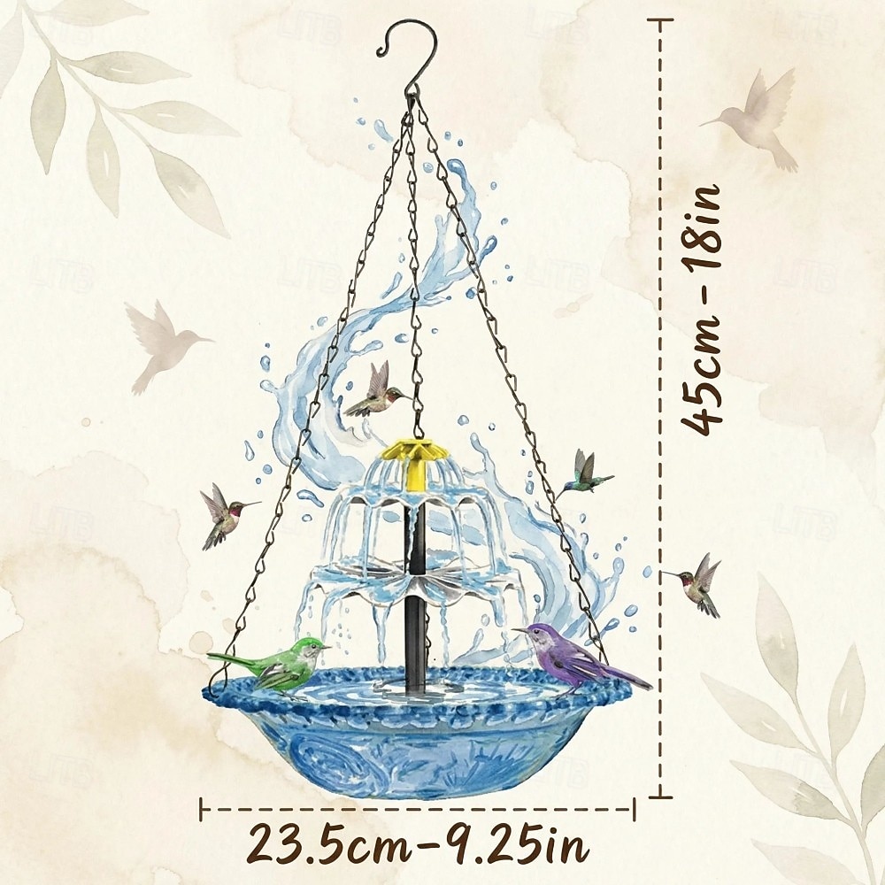 Fuente colgante para baño de pájaros con cascada solar, fuente flotante para jardín al aire libre, comedero colgante para pájaros, cuenco para baño de pájaros con cascada de energía solar para 2026 - $53.99 –P3