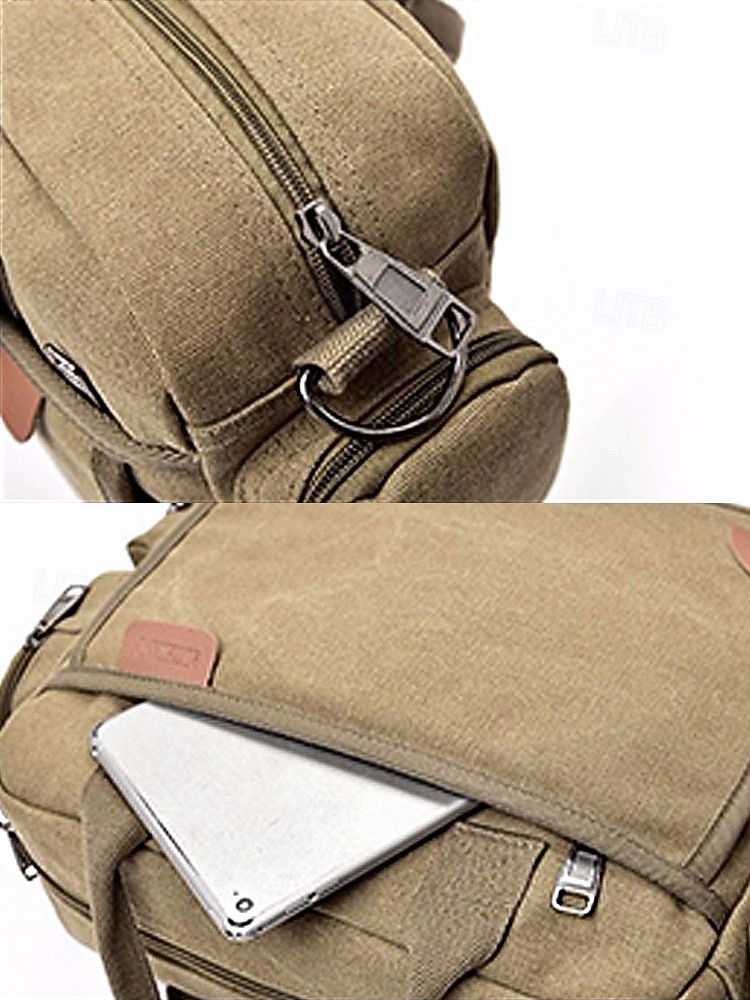 Herentas van canvas met meerdere vakken, geschikt als messenger- of crossbodytas – verstelbare riem, grote inhoud, duurzame stof, ideaal voor dagelijks gebruik, woon-werkverkeer en reizen. 2026 - $32.99 –P11