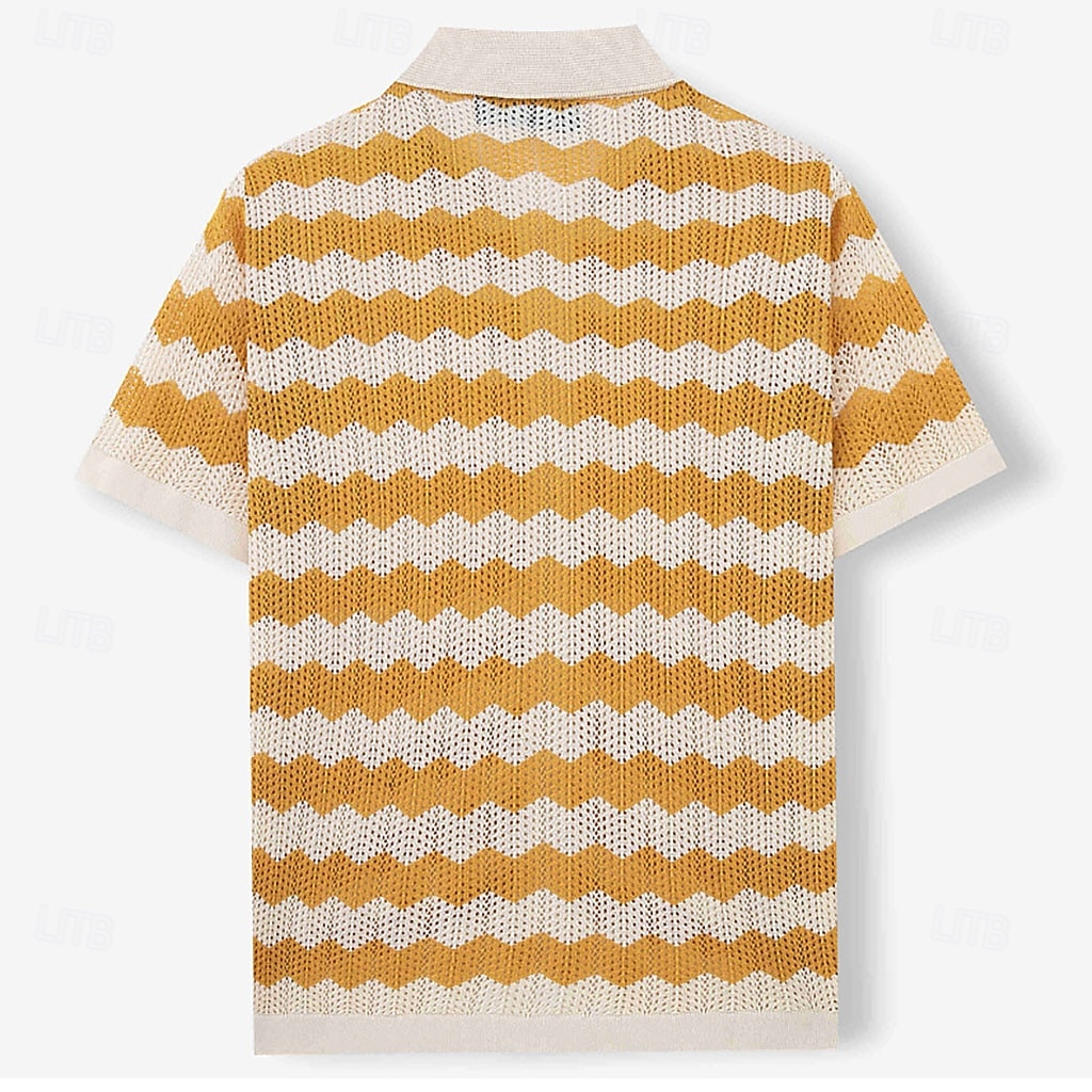 Per uomo Camicia casual Camicia con Bottoni Camicia Jacquard Giallo Blu Marrone Manica Corta Semplice Colletto a Camicia Casuale Quotidiano Traforato Abbigliamento Moda Casual del 2026 a $31.99 –P3