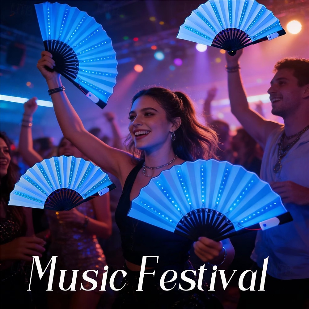 10 Inch Luminous Fan, Luminous And Colorful, Foldable Fan, Bar, Trampoline, Nightclub, Party, Stage, Atmosphere Props, Small Night Lights, Decorative Lights 1pc 2026 - $16.49 –P3
