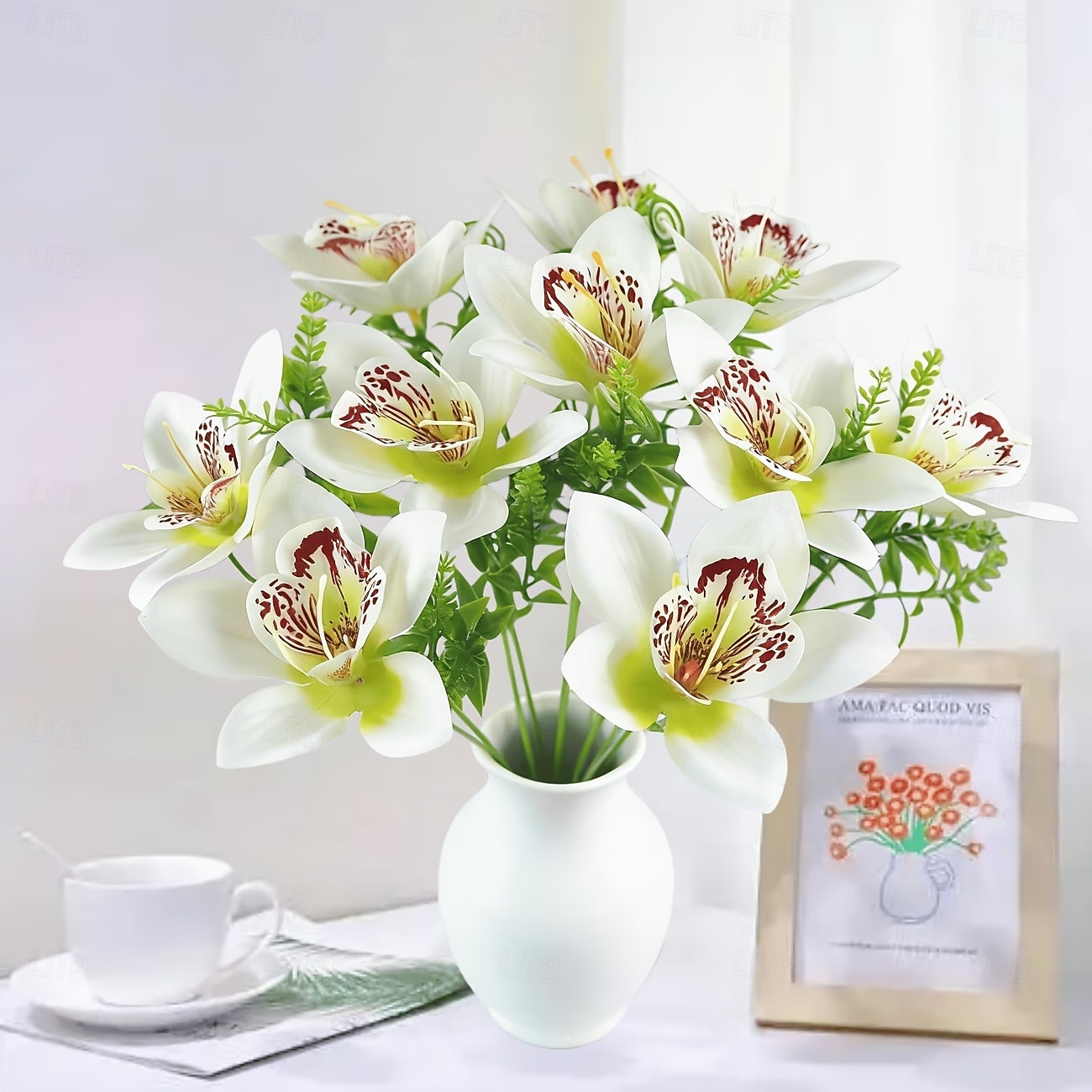 10 künstliche Phalaenopsis-Orchideen (kleine Cattleya-Blüten), verstellbare Stiele, realistische Blüten für Heim- und Eventdekoration, festliche Blumenarrangements und Außendekoration 2026 - $16.99 –P6