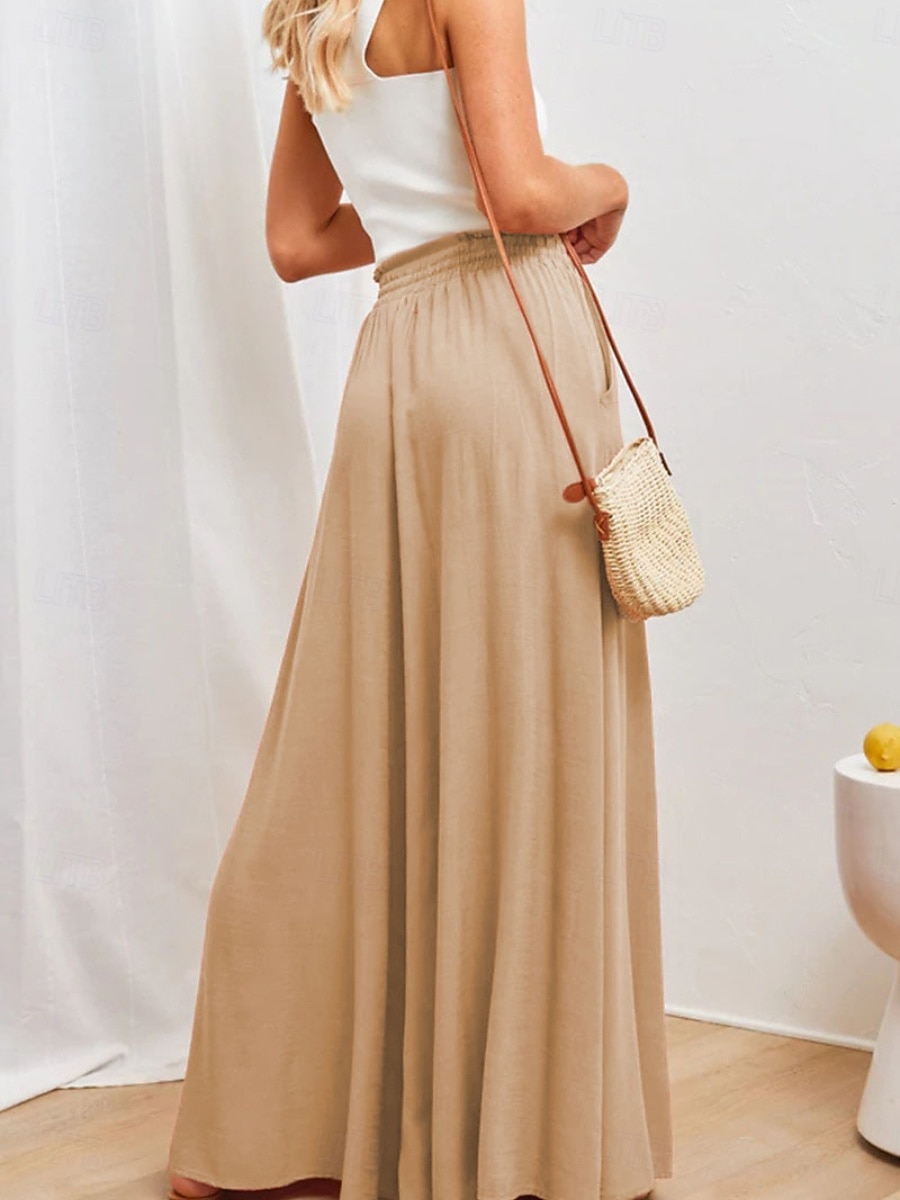 Dam Trosor Kinesiska Aktiv Streetwear Ledigt Fullängd Medium Midja Slät Snörning Bekväm Oelastisk Dagligen Utomhus Gata Aprikos Svart Mörk marin Kaki Sommar Vår Lös passning 2026 - $22.99 –P14