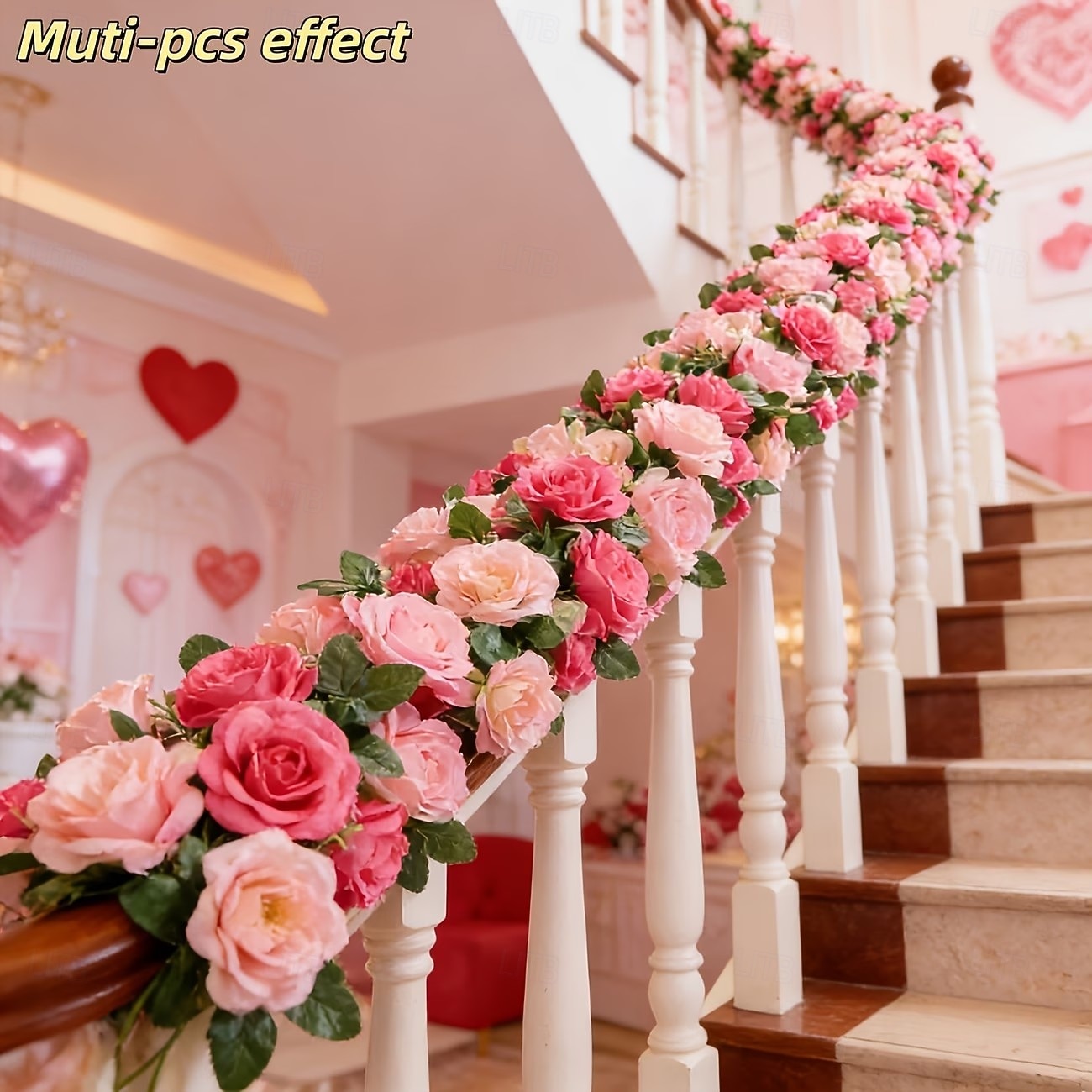 Guirnalda de rosas artificiales dobles de primavera de 196,8 pulgadas (2 piezas), extralarga, de 196,8 pulgadas (50 cm). Ideal para arcos florales y arreglos para el Día de San Valentín, bodas, 2026 - $15.99 –P5