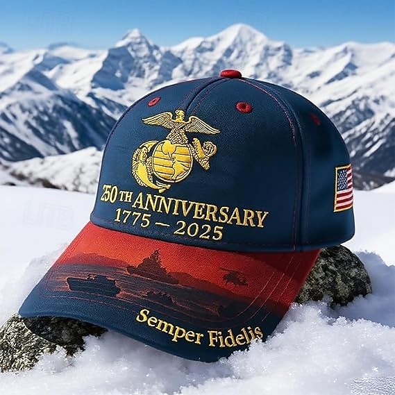 U.S. Marine Corps 250-årsjubileumsbaseballcaps 1775-2025, brodert militærhatt med Semper Fidelis, amerikansk flagg, rød &blå patriotisk justerbar lue 2026 - $21.99 –P5