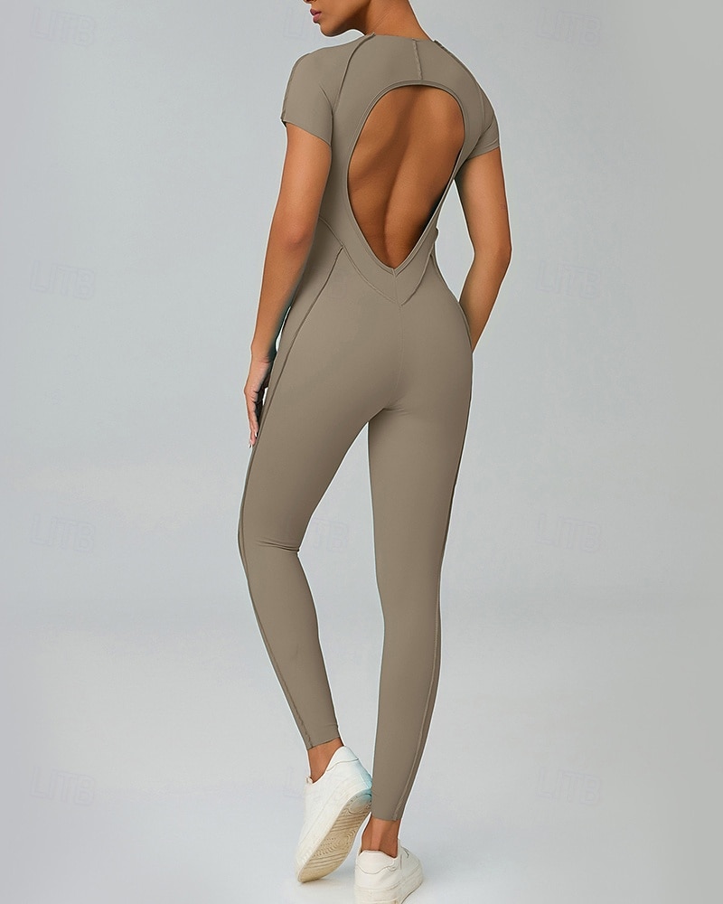 Mujer Mono de Fitness Pijama Mono Color sólido Body Verano Primavera Otoño Arroz blanco Rosa Entrenamiento de gimnasio Aptitud física Yoga Eslático Transpirable Manga Corta Deporte Ropa de Deporte 2026 - $44.99 –P15