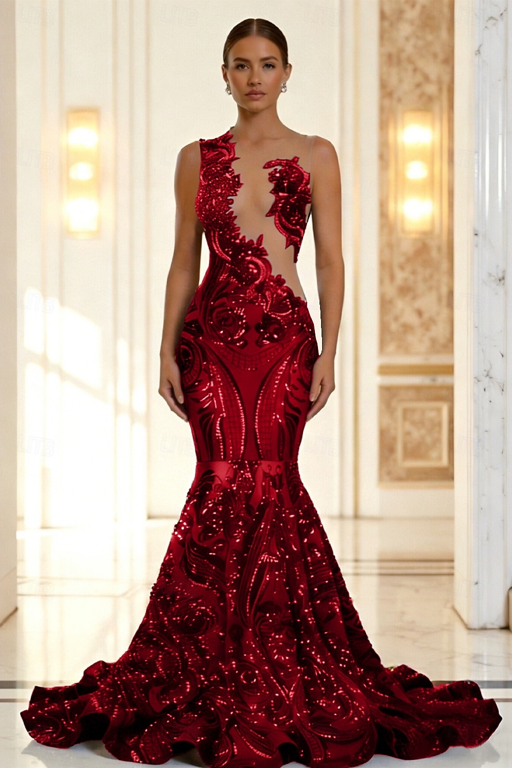 Mermaid Trumpet Court Train Prom Dresses Evening Gown Ball Gown Formal Dress Elegant Party Sleeveless Jewel Neck Prom Engagement African American Sequined with Sequin Appliques 2026 - $287.49 Mermaid Trumpet Court Train Prom Dresses Evening Gown Ball Gown Formal Dress Elegant Party Sleeveless Jewel Neck Prom Engagement African American Sequined with Sequin Appliques 2026 - $287.49