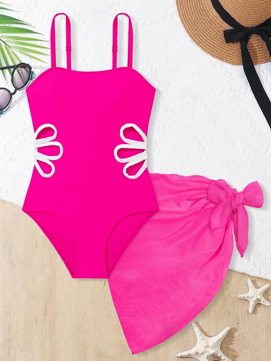Maillot de bain Enfants Fille Extérieur Bloc de Couleur Vacances Évider Maillots de bain 4 ans et + Été Bleu Noir Vert Véronèse de 2026 ? $22.99 –P5