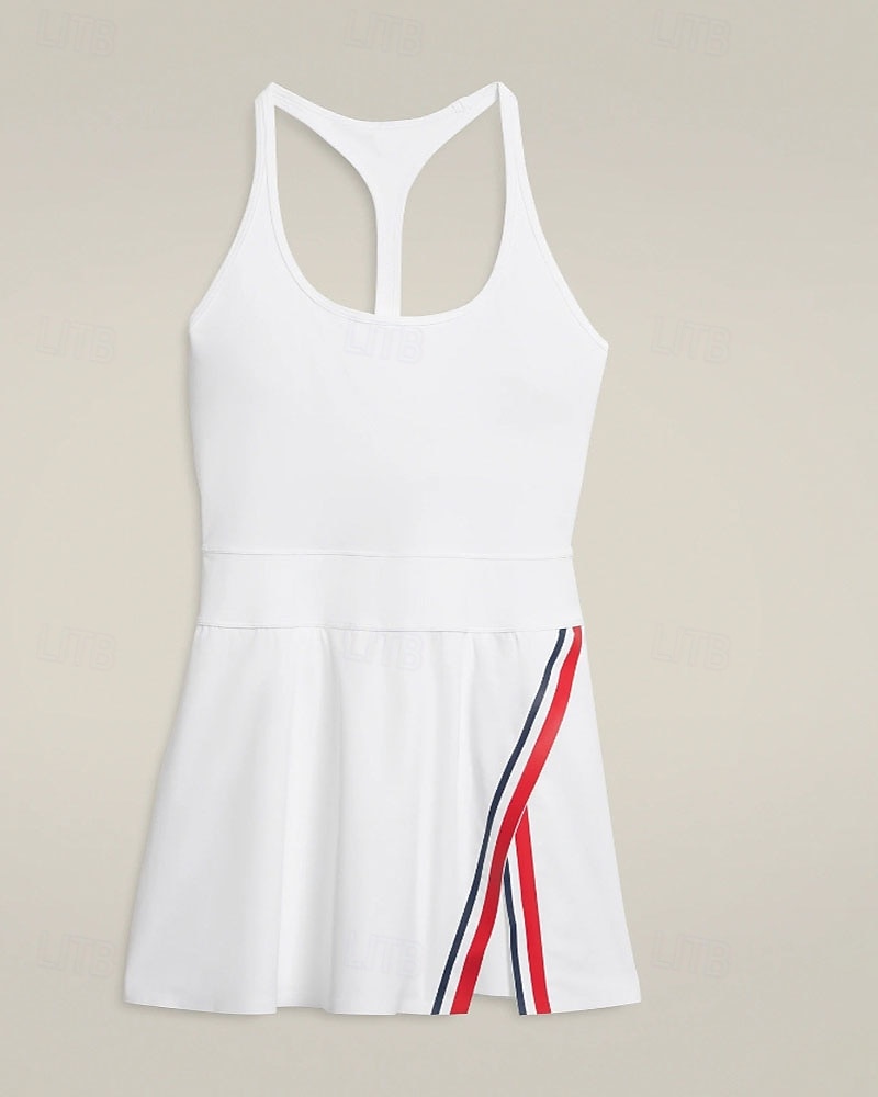 Women's Solid Colored Tennis Dress with Shorts Sports Dress Sport Dress Sleeveless Zip Up Pocket Racerback Elastic Sweat-Wicking Breathable Tennis Running Fitness Scoop Neck Dress Black White Blue 2026 - $37.99 –P7