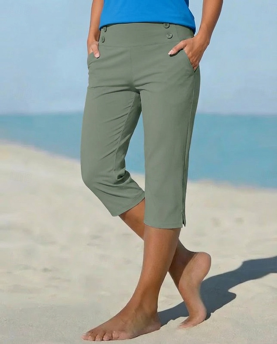 Damen Caprihose Stoffhosen Gemütliche Leggings Urlaub Basic Lässig Wadenlang Natürliche Taille Einfach Seitentaschen Geteilt Bequem Komfort Atmungsaktiv Hohe Elastizität Urlaub Yoga Straße Navy-Blau 2026 - $21.99 –P9