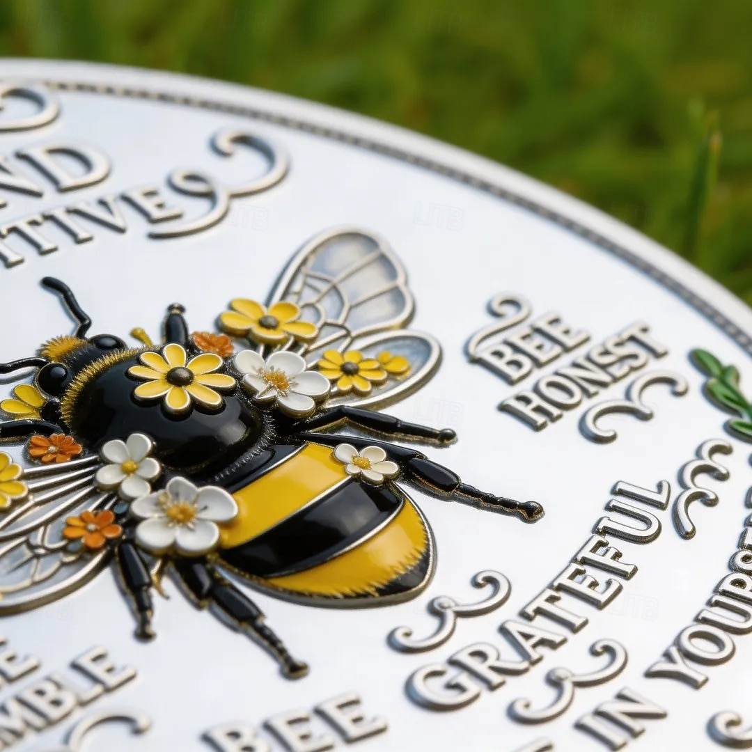 Pamětní mince s motivem včelí pozitivity, rytá kovová sběratelská mince s motivem včely a pozitivními citáty, dekorativní inspirativní dárek na domácí kancelářský stůl. 2026 - $19.99 –P4