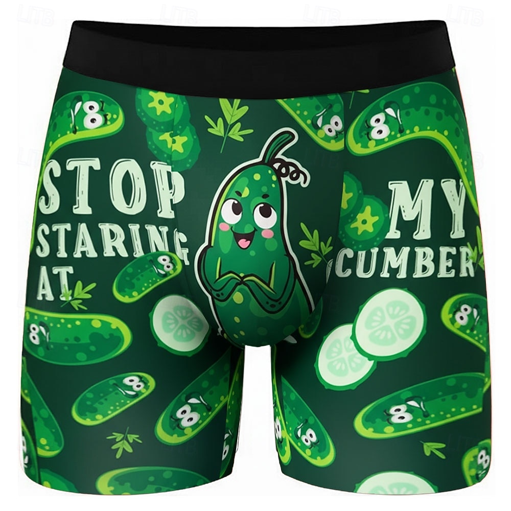 Муж. Банан Огурец Веселый Эластичные боксерские трусы Плавки Боксерские шорты для плавания Веселая Повседневные Дом Пляжный отдых Эластичный пояс Влагоотводящий материал Дышащее нижнее белье Дизайнер 2026 - $16.99 –P1