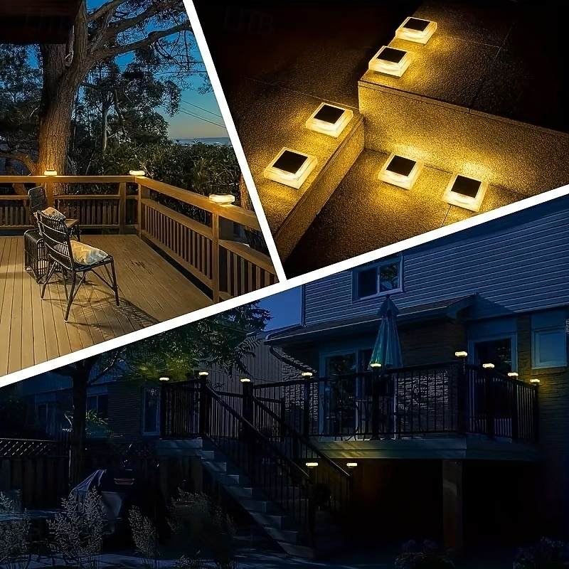 Conjunto de 2 postes de luz solar para cerca, à prova d'água, com energia solar e luz branca quente, ideais para iluminação de jardins, pátios e varandas. de 2026 por $46.99 –P6