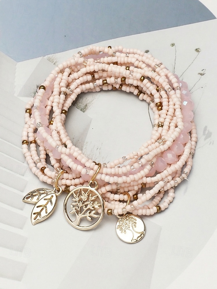 Women's Bohemian Tree of Life Beaded Bracelet – Alloy & Multi-Colored Beads, Perfect for Casual Wear & Beach Vacation Style 2026 - $9.99 –P11