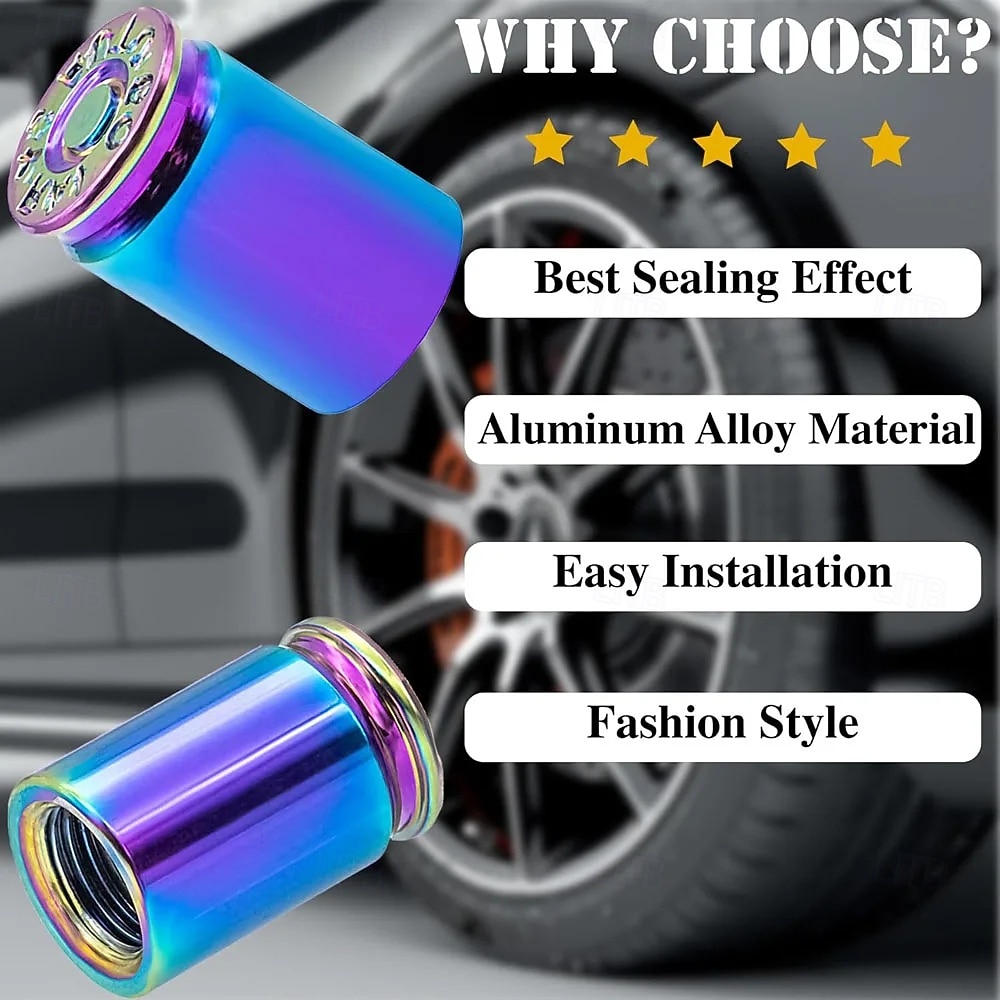 4PCS Bullet Shell Tire Valve Stem Caps, Aluminum Alloy Car Air Stem Cap for Cars, SUV, Trucks, Bikes, Motorcycles, Bicycles 2026 - $9.99 –P3