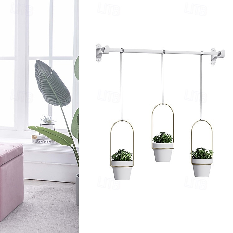 Ensemble de jardinières suspendues réglables pour fenêtre – support pour plantes en tige métallique avec 3 pots pour l'intérieur &Support mural extensible pour plantes d'extérieur, jardinière de 2026 ? $38.99 –P3