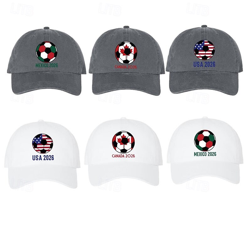 Soccer World Summer Cup Mexico USA Canada 2026 Baseball Cap, Soccer Graphic Letter Print Hat for Men Women, Adjustable Outdoor Sports Cap Casual Sun Hat 2026 - $16.99 –P6