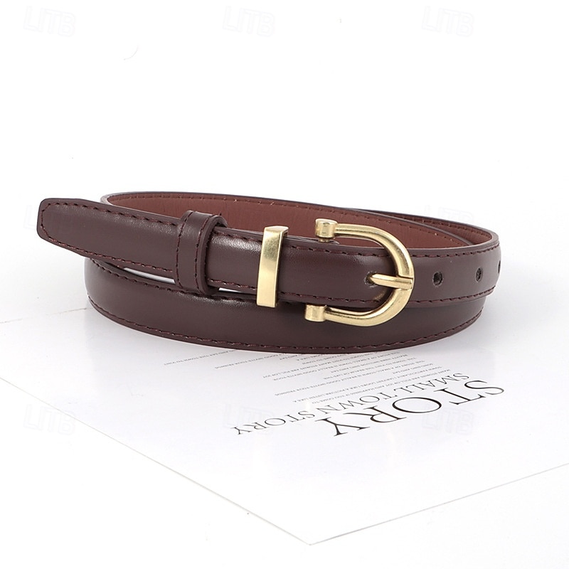 Women's PU Buckle Belt PU Leather Metal Bucke Geometric Casual Daily Holiday Black Brown Beige Coffee 2026 - $2.49 –P7
