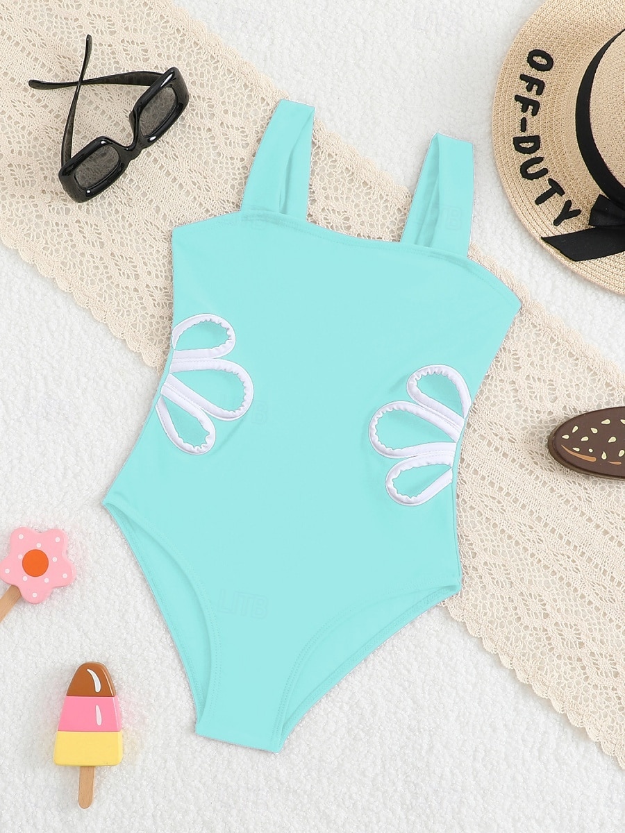 Kids Girls' Swimsuit Outdoor Beach Color Block Vacation Fashion Hollow Out Bathing Suits 4 years+ Summer Blue Black 2026 - $19.99 –P9