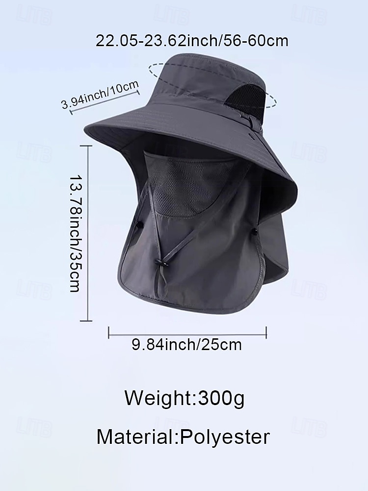 Men's Breathable Quick Dry Polyester Sun Hat with Detachable Face Cover Adjustable Fit Wide Brim Fishing Hat in Multiple Colors for Casual Daily Wear & Outdoor Fishing 2026 - $11.99 –P15