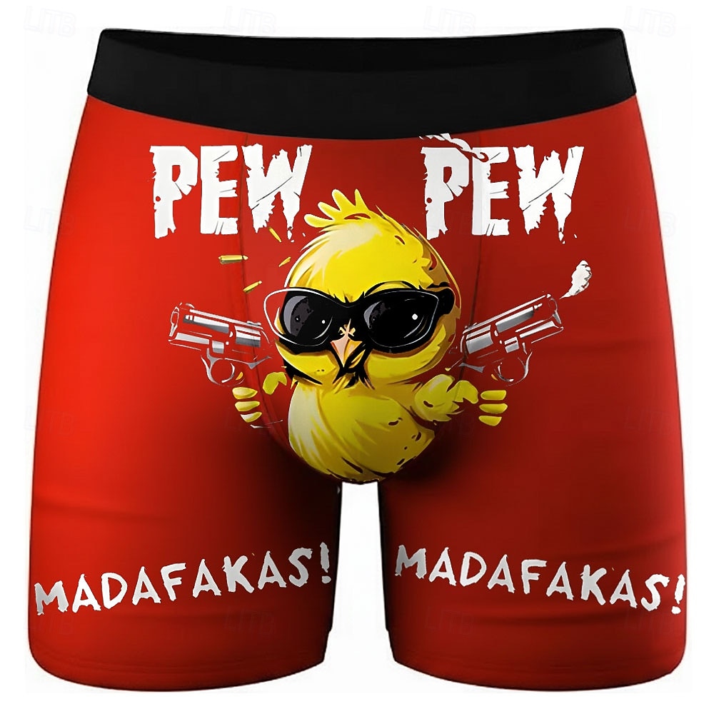 Муж. Мультипликация птенец Забавный сленг Эластичные боксерские трусы Плавки Боксерские шорты для плавания Веселая Повседневные Дом Пляжный отдых 2026 - $16.99 –P1