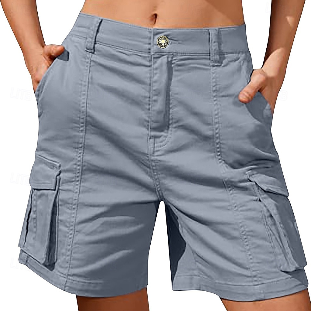 Women's Bermuda shorts Cargo Shorts Shorts Summer Shorts Vacation Fashion Casual Daily Short Mid Waist Solid Color Plain Patchwork Zipper Pocket Comfort Quick Dry Soft Micro-elastic Streetwear Beach 2026 - $33.99 –P7