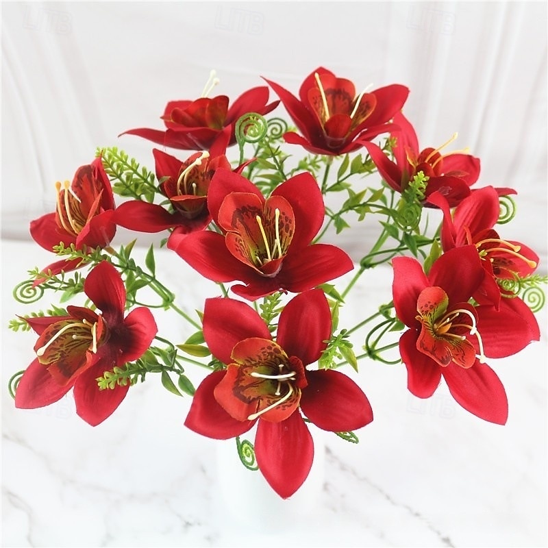 10 künstliche Phalaenopsis-Orchideen (kleine Cattleya-Blüten), verstellbare Stiele, realistische Blüten für Heim- und Eventdekoration, festliche Blumenarrangements und Außendekoration 2026 - $16.99 –P8