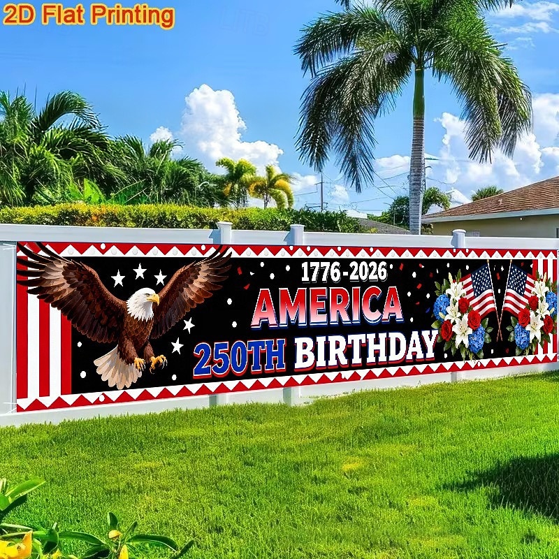 USA:s 250-årsjubileum, banner, utomhusveranda och staketdekoration för självständighetsdagen och högtidsfirande 2026 - $21.99 –P1