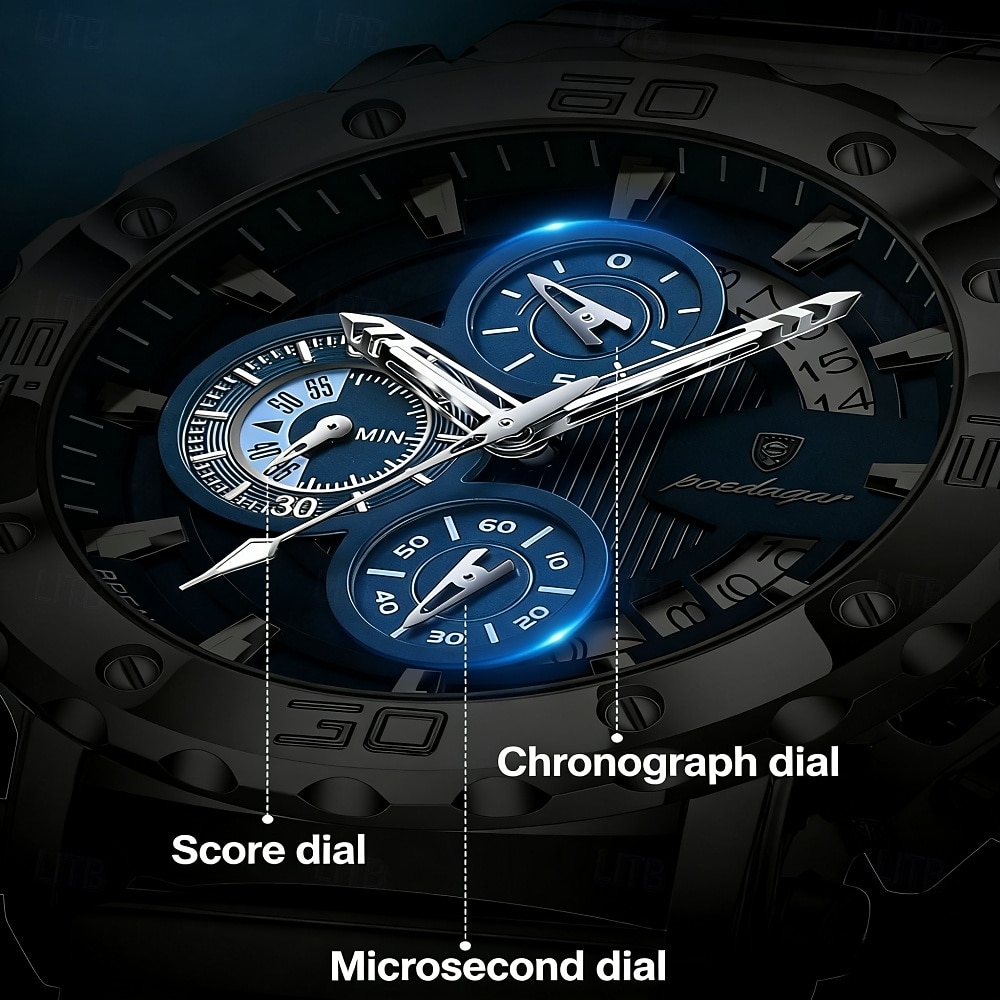 Men's Gold Watch, Luxury Chronograph Big Face Quartz Analog Wristwatch with Gold Stainless Steel Band, Waterproof Luminous Business Sport Fashion Watch with Date Display, Gift for Men 2026 - $46.99 –P3