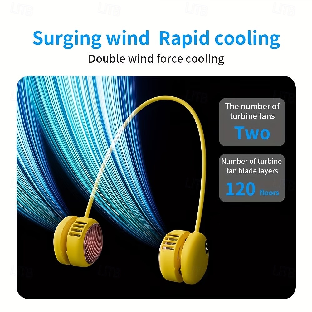 Neck-worn Fan Featuring 5-speed Cooling, Dual-turbo Technology, And Ultra-quiet 40-decibel Operation Lightweight And Skin-friendly Design, Ideal For Travel, Outdoor Activities, And Everyday Use 2026 - $17.99 –P4